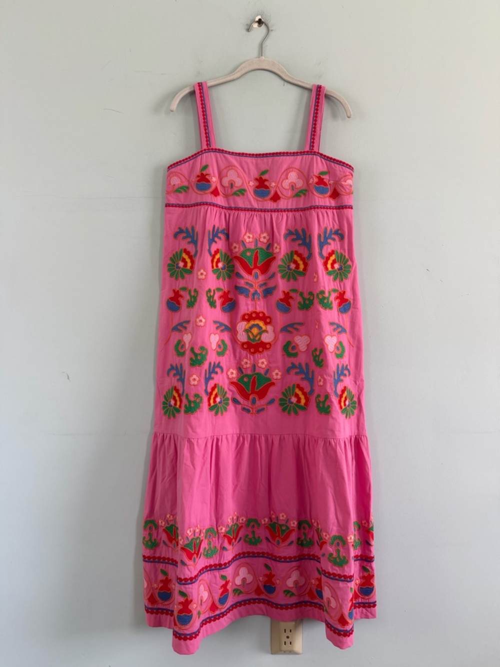NWT J.Marie Landon Pink Embroidered Sleeveless Preppy Vacation Midi Dress - Picture 5 of 9